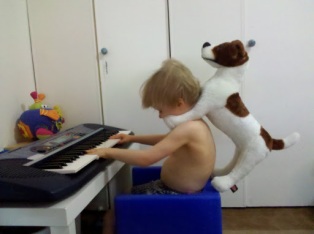 Enjoying Piano Time with Rover